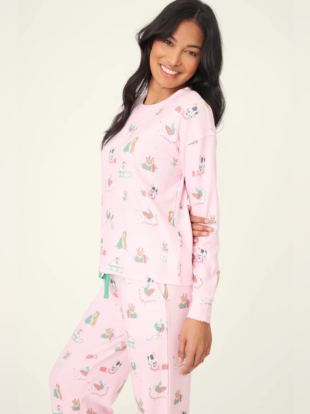PJ Salvage Peace & Pawlidays Dog Print Pajama Set - Picture 2 of 11